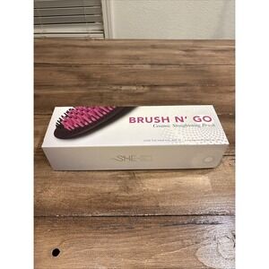 SHE by Beyond The Beauty Brush N' Go Ceramic Straightening Brush Pink